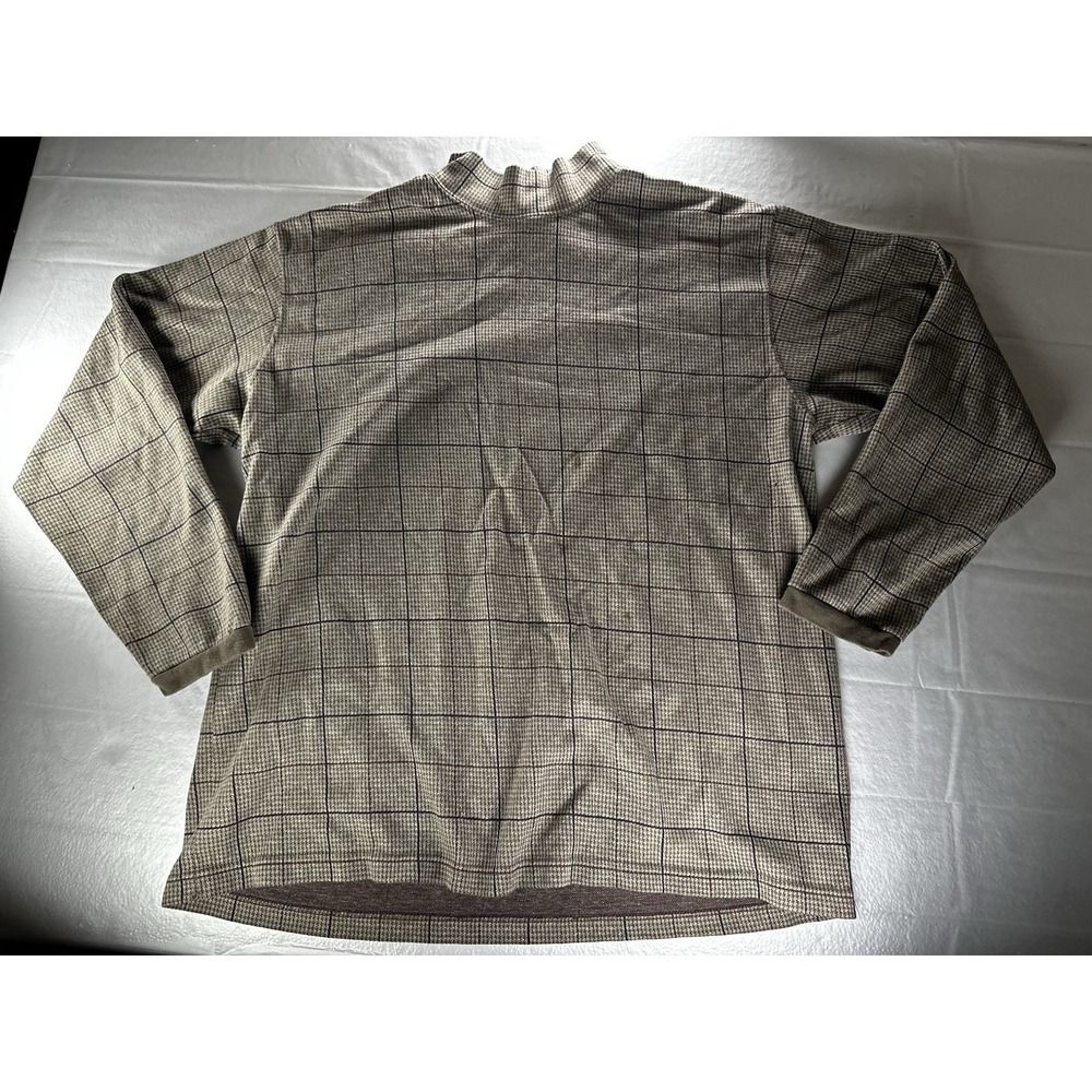 VTG L.L.Bean Mock Neck Windowpane Houndstooth Shirt Mens XL Beige USA Made - Picture 13 of 16